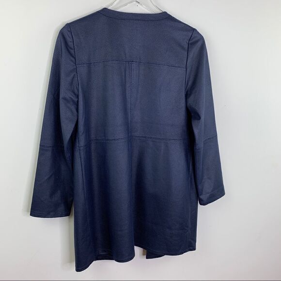 Chico’s Navy Vegan Leather/Suede Jacket Topper XS/2 - Picture 14 of 15